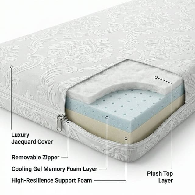 Топпер “Латекс 2” (латекс, спанбонд) чехол съемный на молнии жаккард