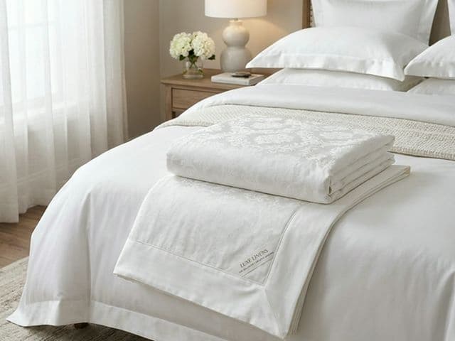 Покрывало сатин-жаккард белое 220×240 см