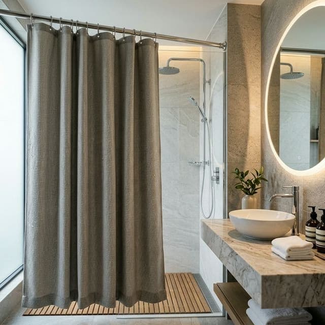 Шторка для ванной тканевая 180×200 см (полиэстер)