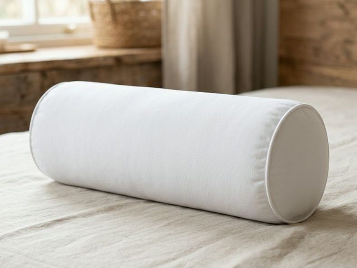 Подушка-валик белая 15×40 см