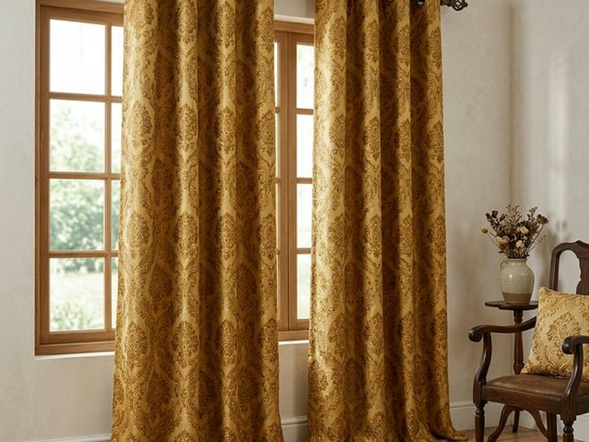 Портьера жаккард золотая 140×260 см