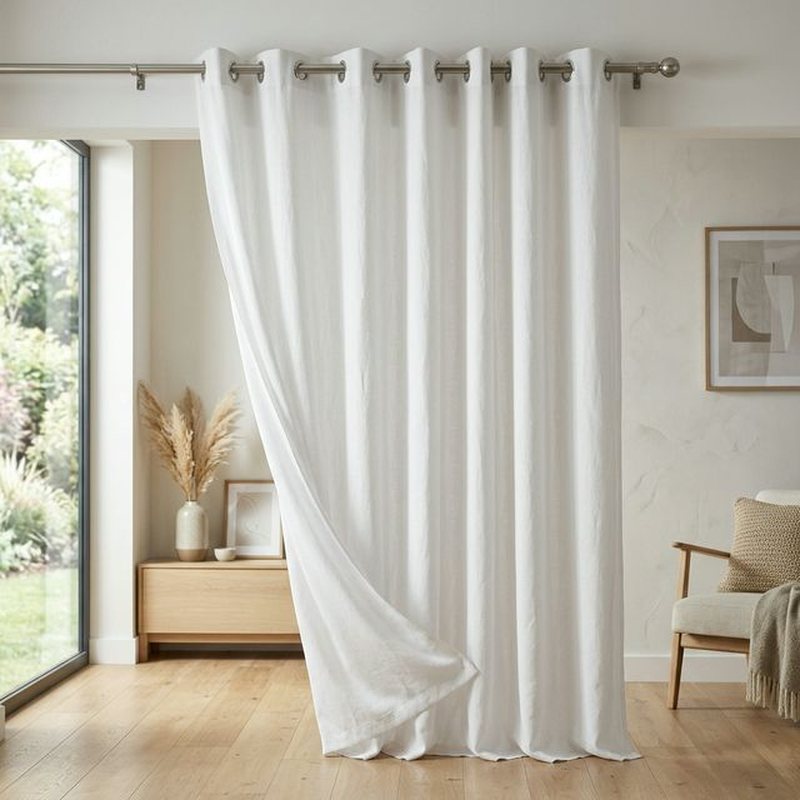 Штора на люверсах белая 140×260 см